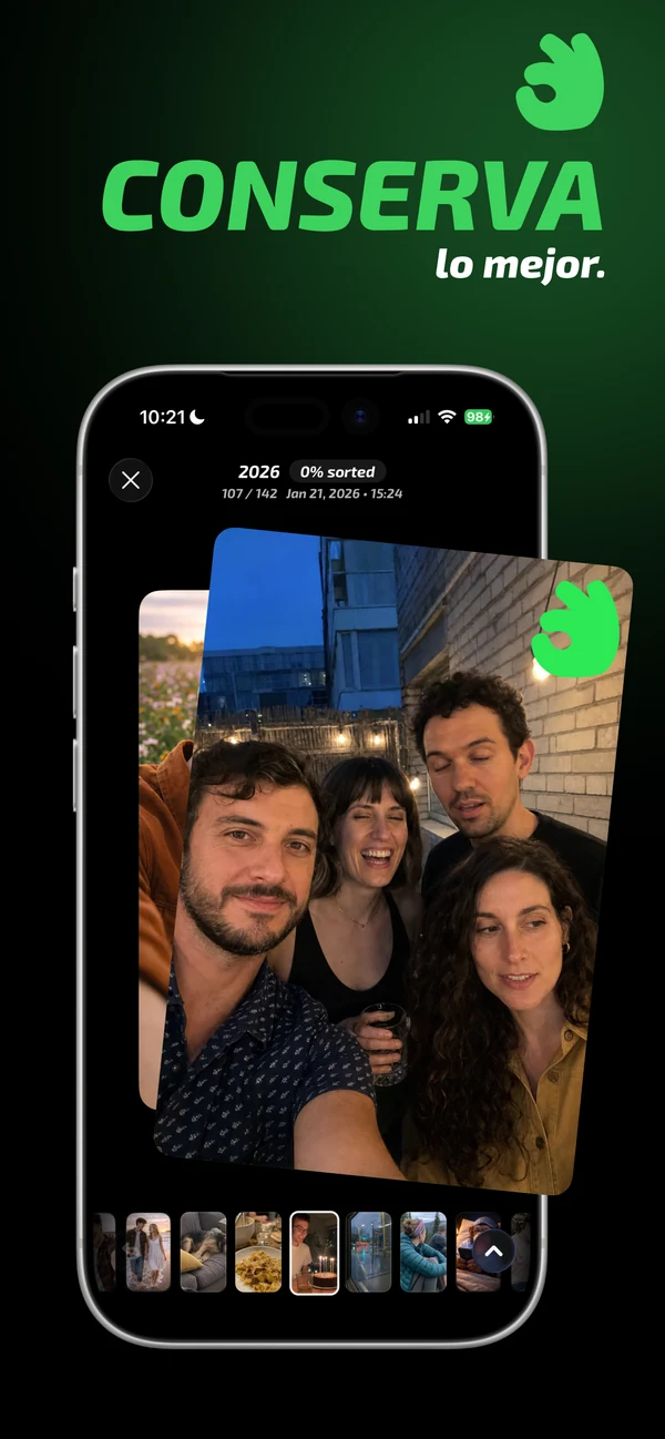 Conservar una foto deslizando