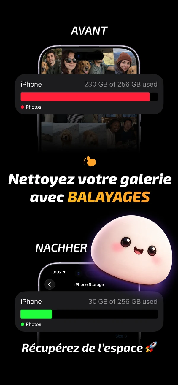 Résultat du nettoyage du stockage photo iPhone